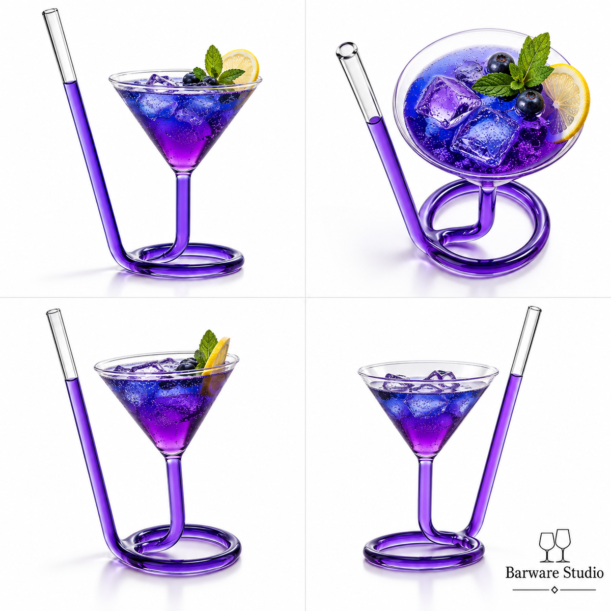 Spiral Straw Cocktail Glass – 250 ml | Single Piece