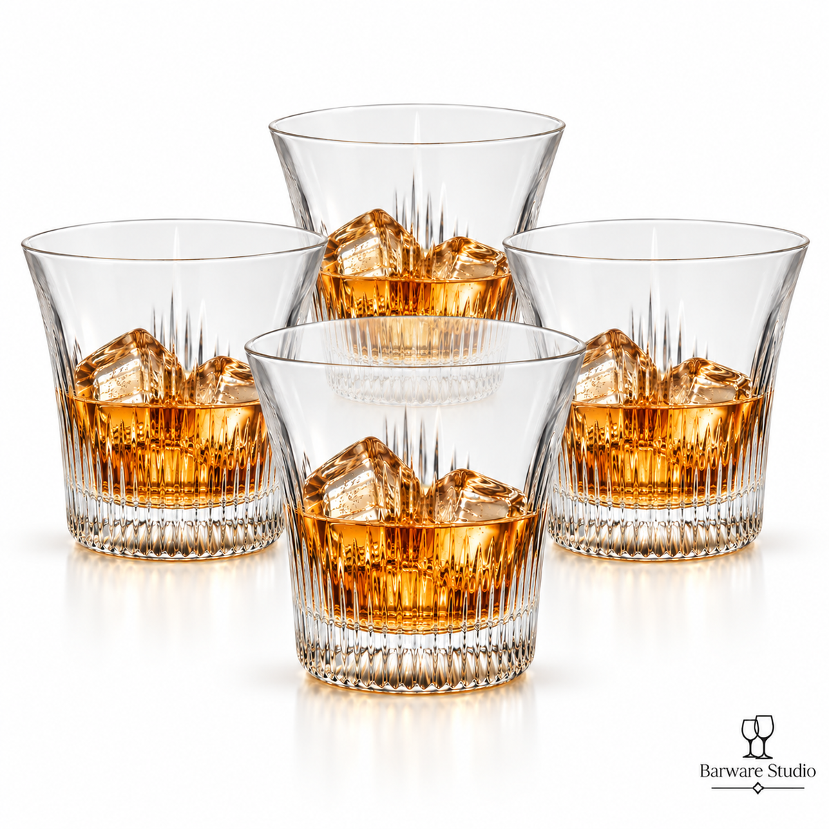 NACHTMANN Ribbed Whiskey Tumbler – 240 ml | Set of 4 | Made in Germany