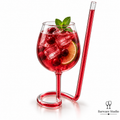 Spiral Base Sipper Glass with Built-In Straw – Single Piece