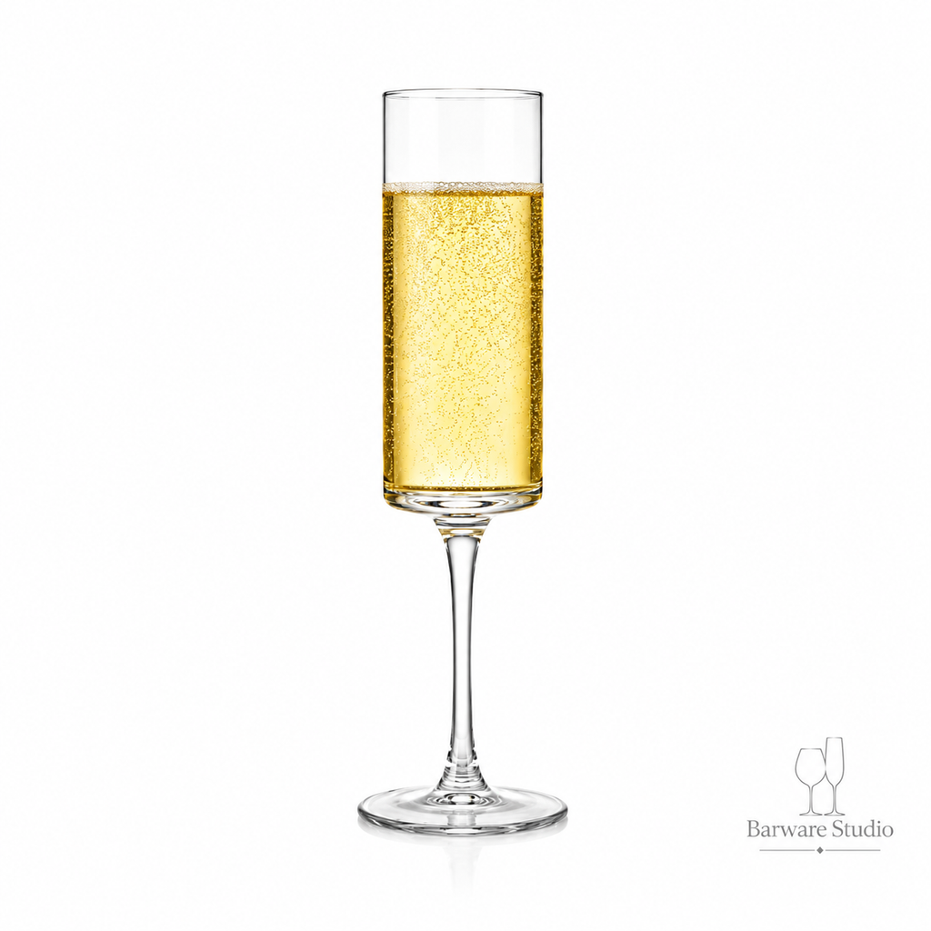 Crystal Cylindrical Champagne Flute Glass – 150ml &amp; 190ml