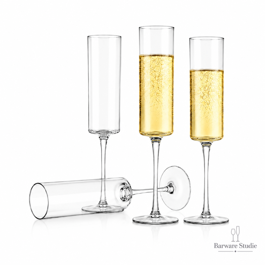 Crystal Cylindrical Champagne Flute Glass – 150ml &amp; 190ml