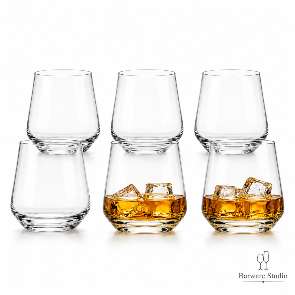 Modern Crystal Whiskey Glass Set of 6 – 410ml | Premium Clear Tumbler Glasses