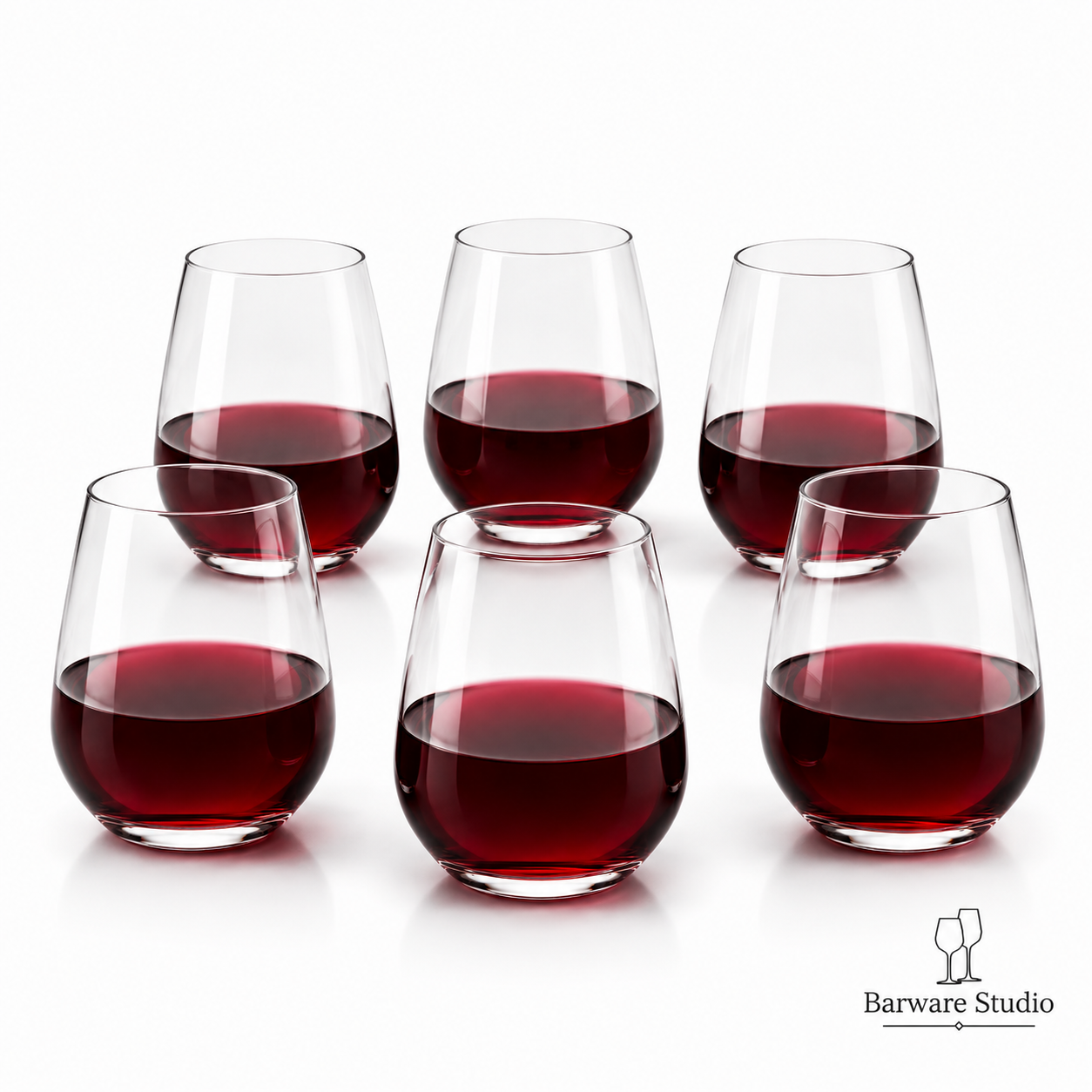 Modern Stemless Wine Glass Set of 6 – 380ml | Premium Clear Glassware