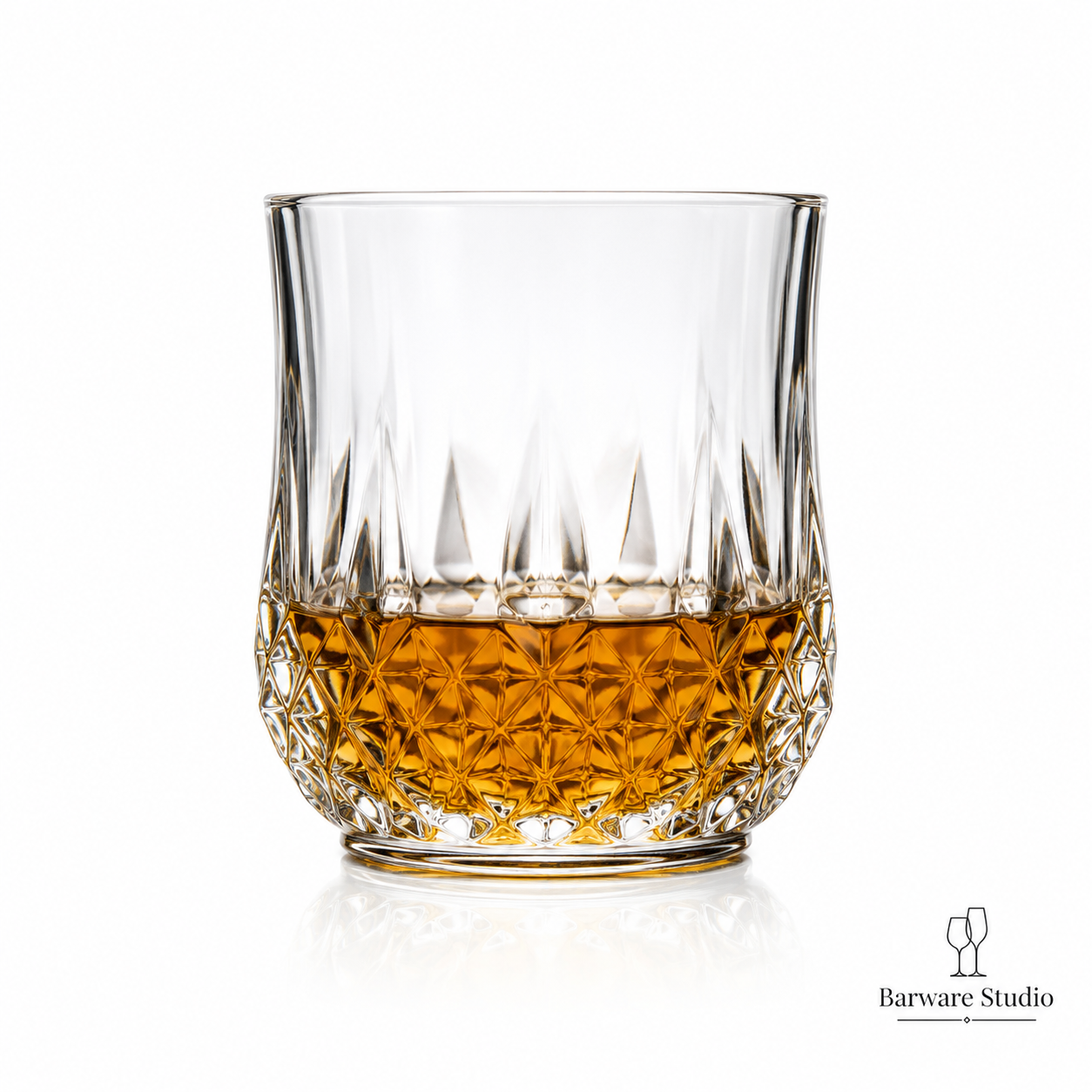 Diamond Cut Crystal Whiskey Glass Set of 6 – 280ml | Premium Rocks Glasses