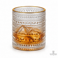 Gold Rim Textured Whiskey Glasses – 270 ML | Set of 6
