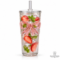 Pink Bow Glass Tumbler with Lid &amp; Straw – 750 ML | Single Piece