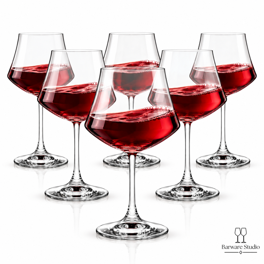Made in Italy Modern Angular Wine Glasses – 500 ML | Set of 6