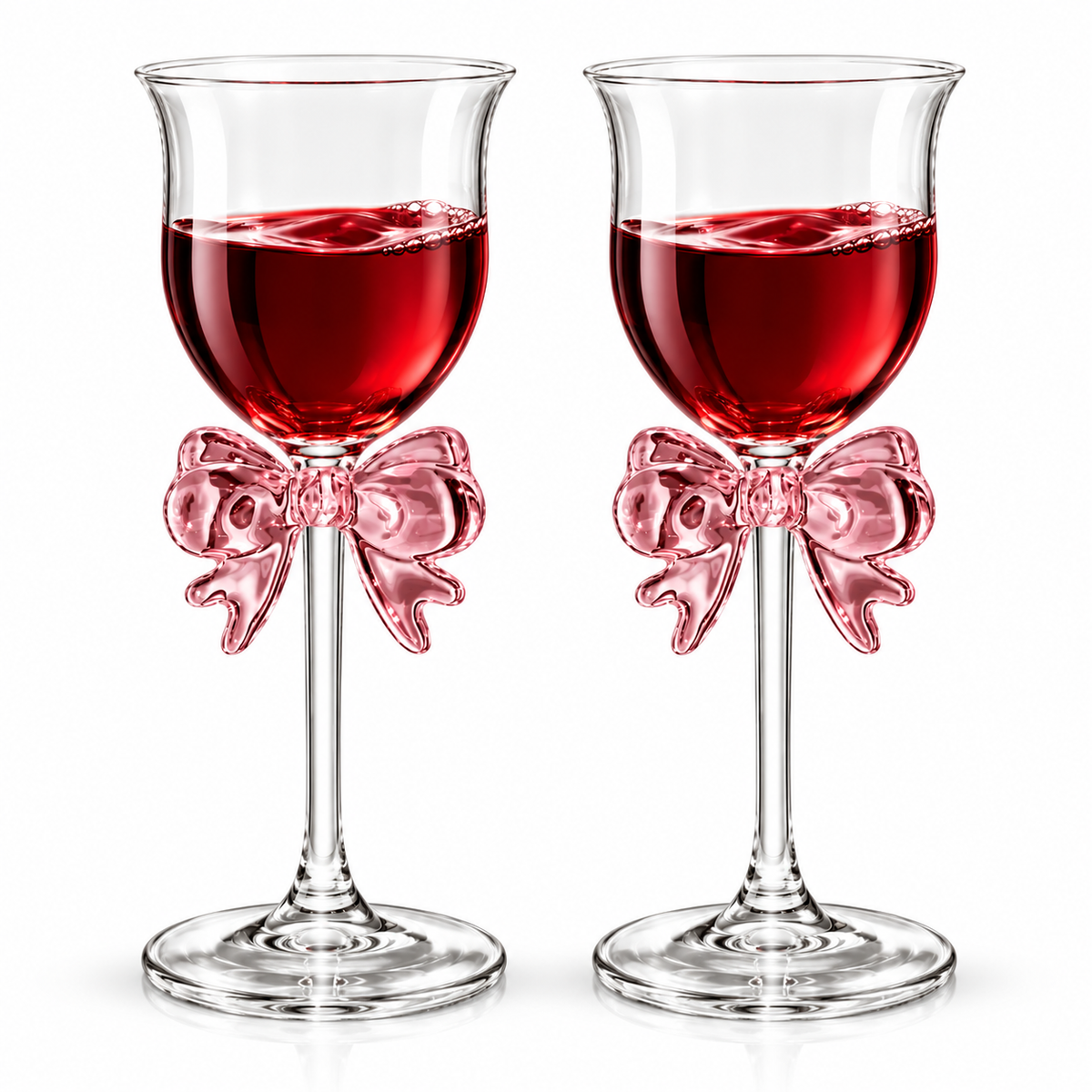 Pink Bow Wine Glasses – Decorative Stemmed Goblets | Set of 2