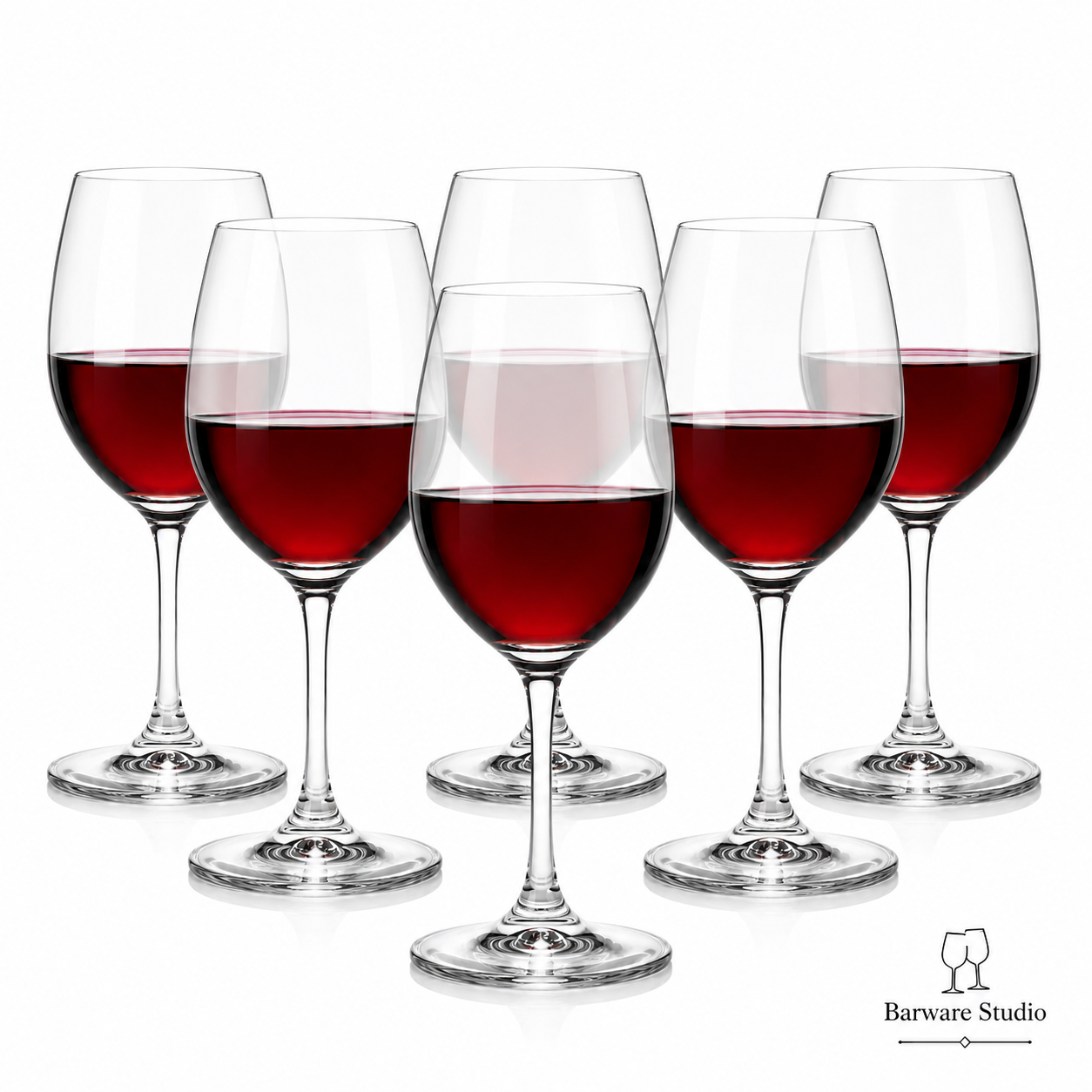 Classic Red Wine Glass Set of 6 – 350ml | Elegant Clear Stemware