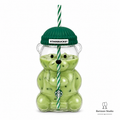 Starbucks Bear Glass Tumbler with Green Beanie Lid &amp; Straw | Cute Iced Drink Cup