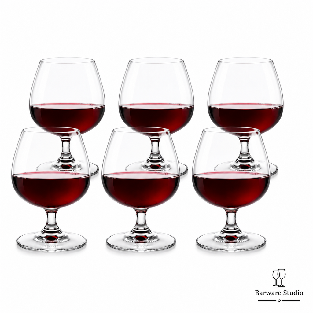 Classic Snifter Glass Set of 6 – 410ml | Premium Short-Stem Wine &amp; Brandy Glasses