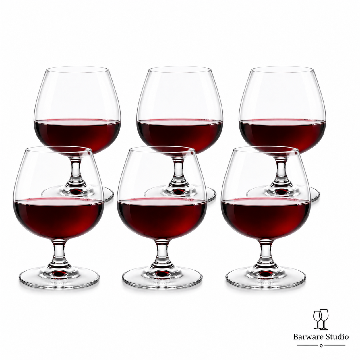 Classic Snifter Glass Set of 6 – 410ml | Premium Short-Stem Wine &amp; Brandy Glasses