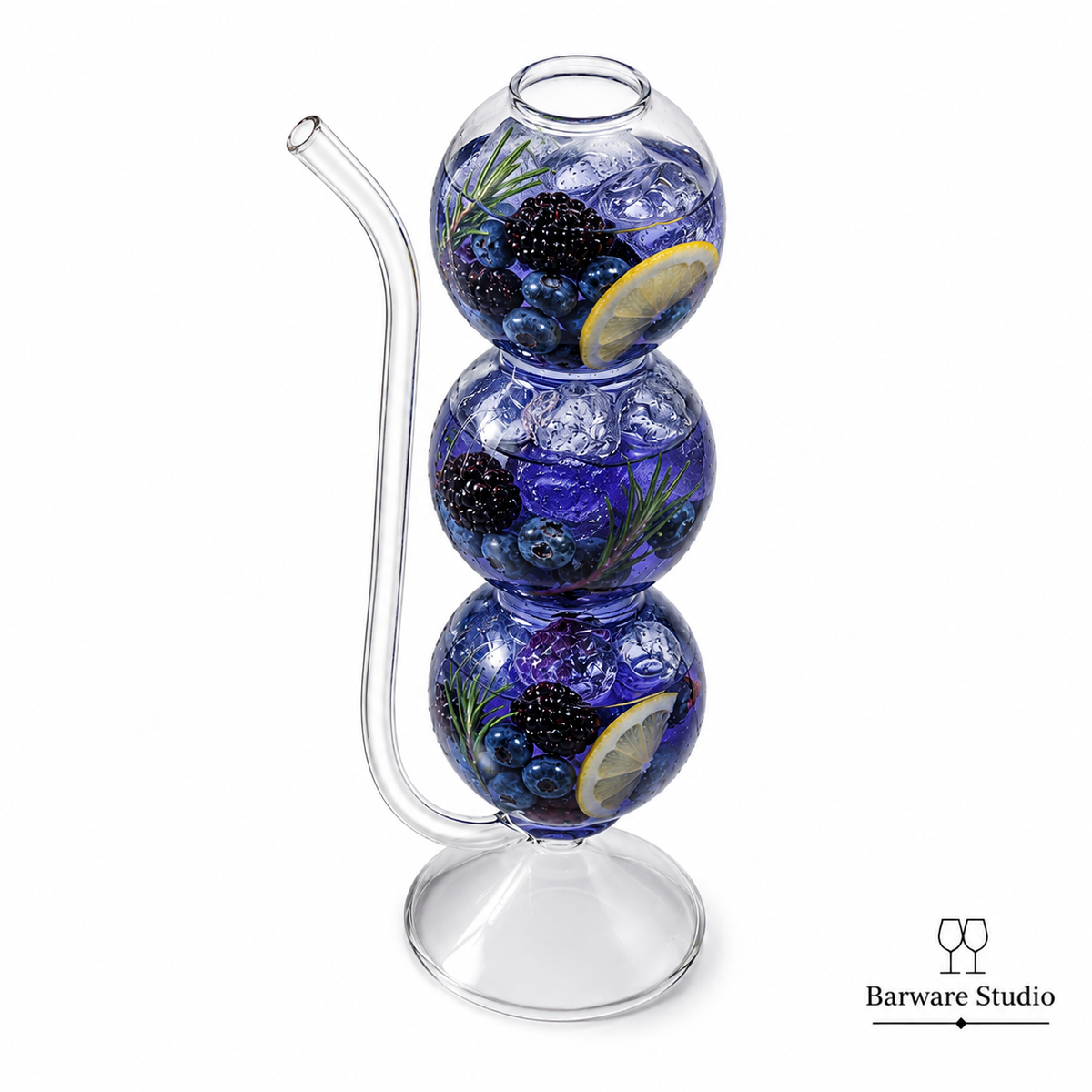 Triple Bubble Curved Sip Glass – 380ml | Single Piece