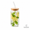 Bamboo Lid Glass Sipper with Straw – 550ml | Single Piece