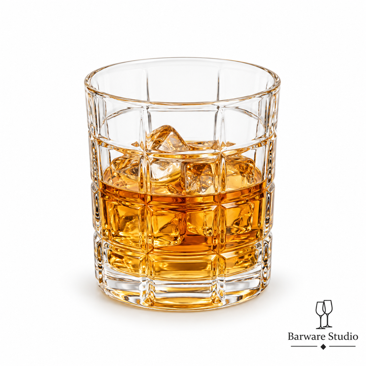 Geometric Crystal Whiskey Glasses – 280 ml | Set of 6
