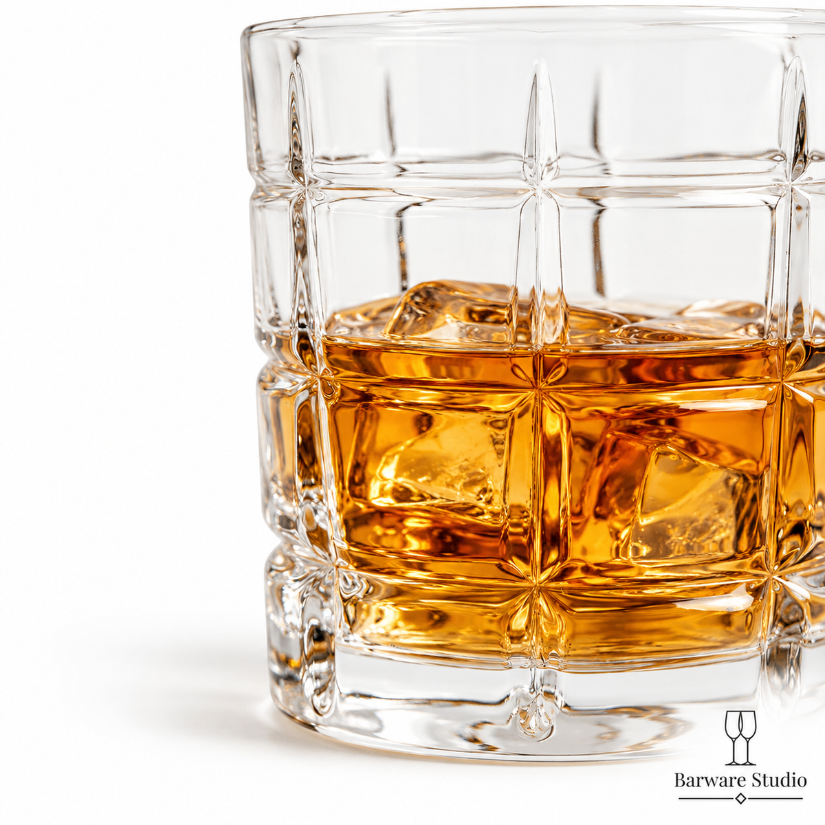 Geometric Crystal Whiskey Glasses – 280 ml | Set of 6