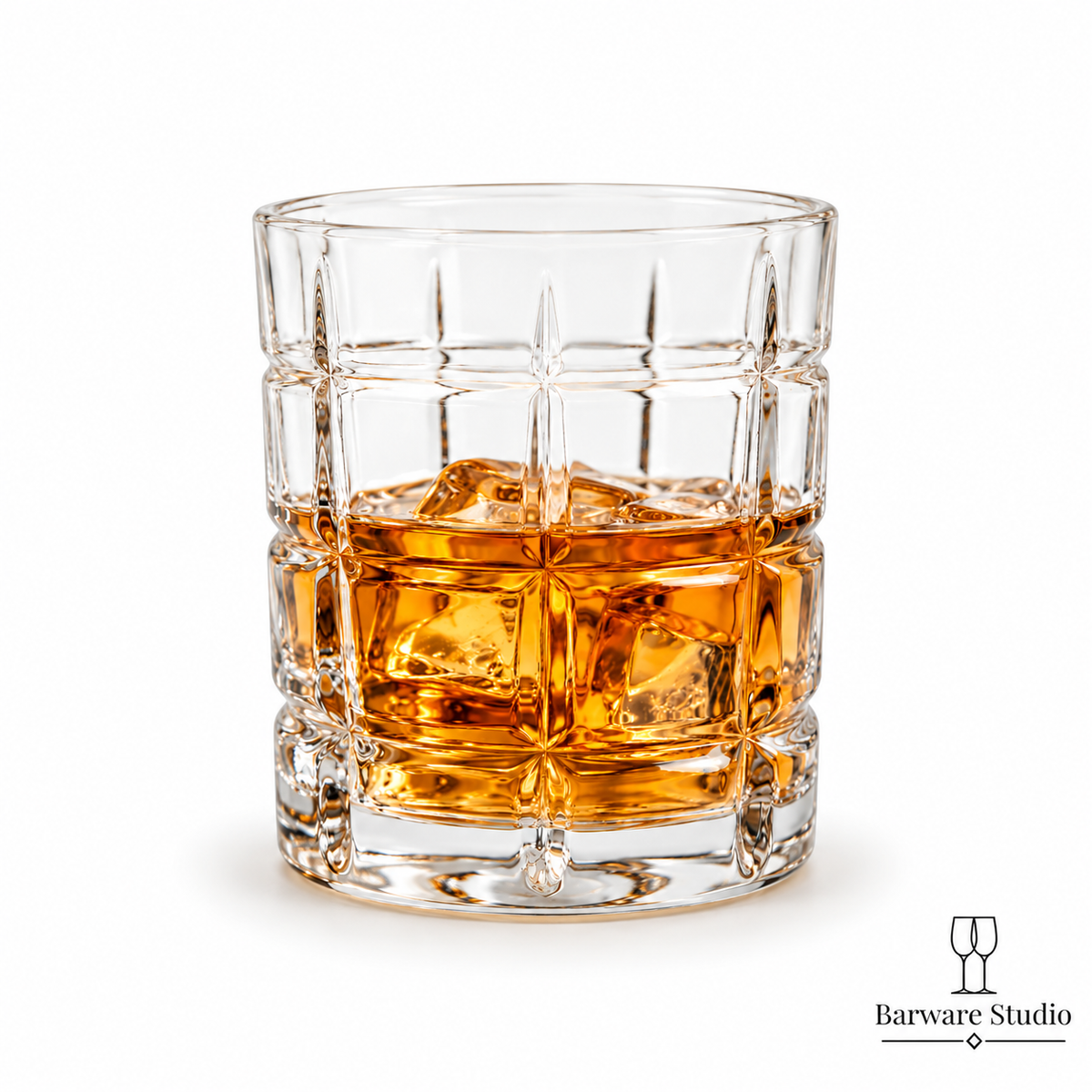 Geometric Crystal Whiskey Glasses – 280 ml | Set of 6