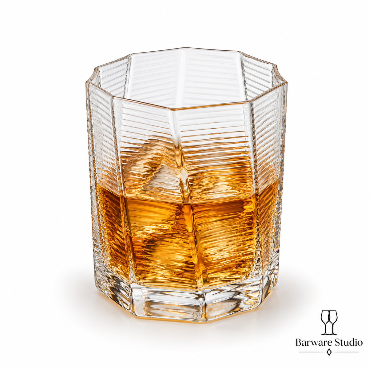 Faceted Ribbed Whiskey Glasses – 280 ml | Set of 6