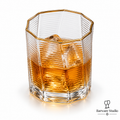 Gold Rim Faceted Whiskey Glasses – 280 ml | Set of 6