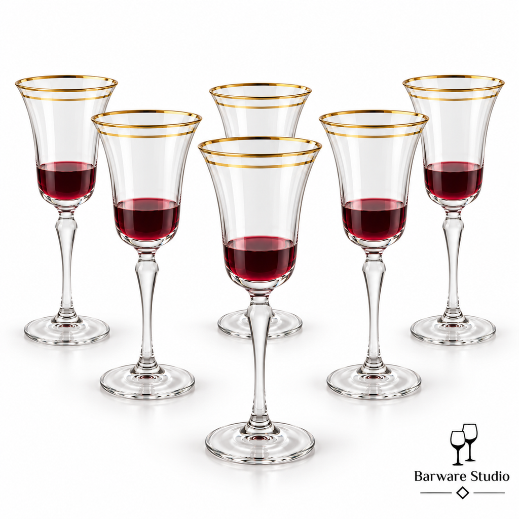 Mikasa Gold Rim Wine Glasses – 230 ml | Set of 6