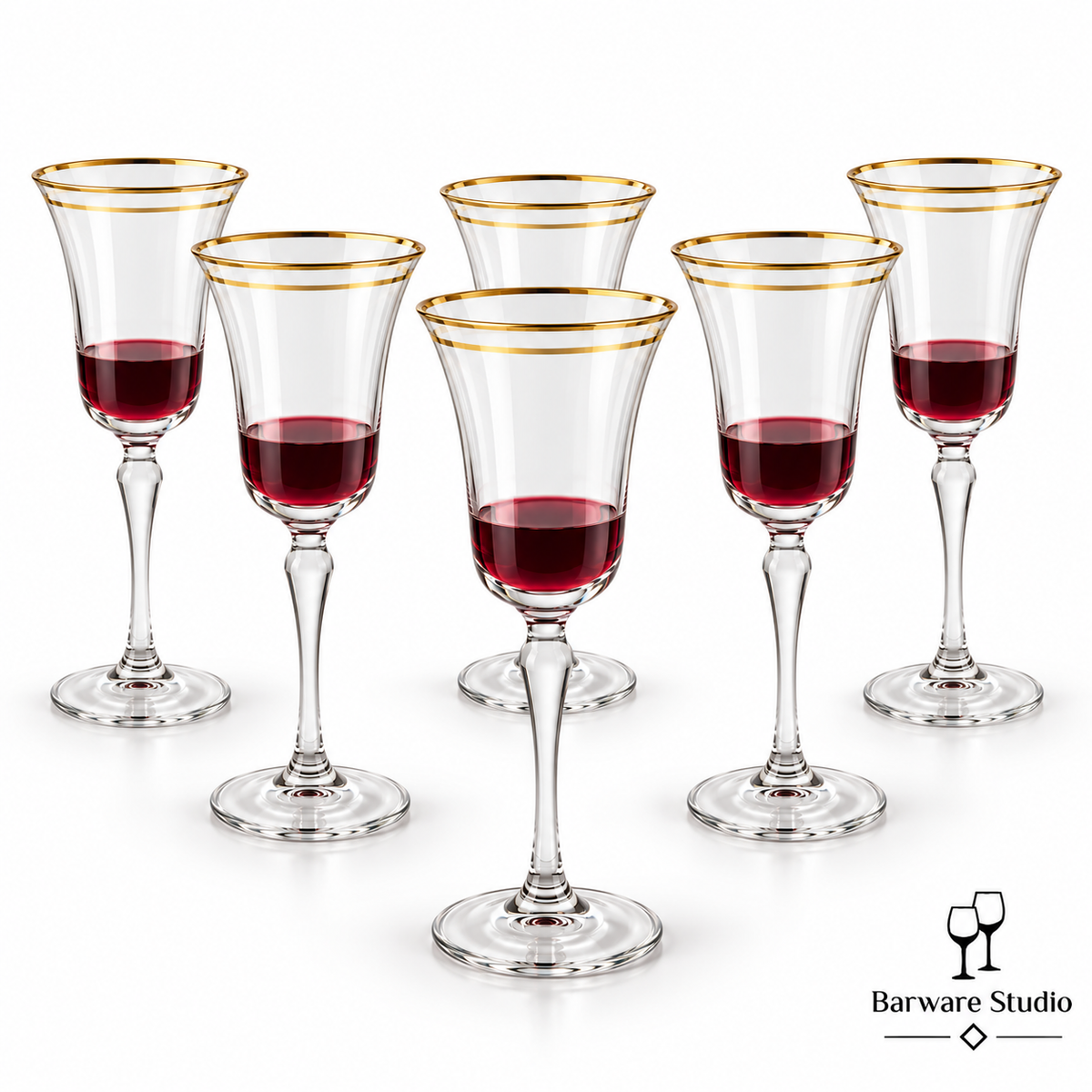 Mikasa Gold Rim Wine Glasses – 230 ml | Set of 6
