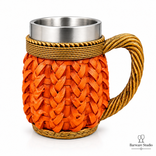 Barrel Beer Mug with Stainless Steel Interior – Single Piece