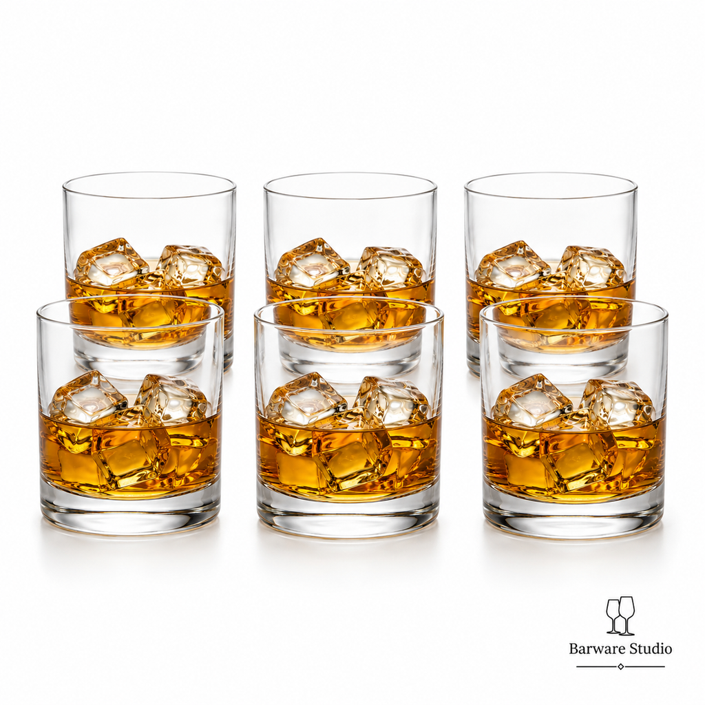 Heavy Base Whiskey Glass Set of 6 – 300ml | Premium Thick Bottom Rocks Tumblers