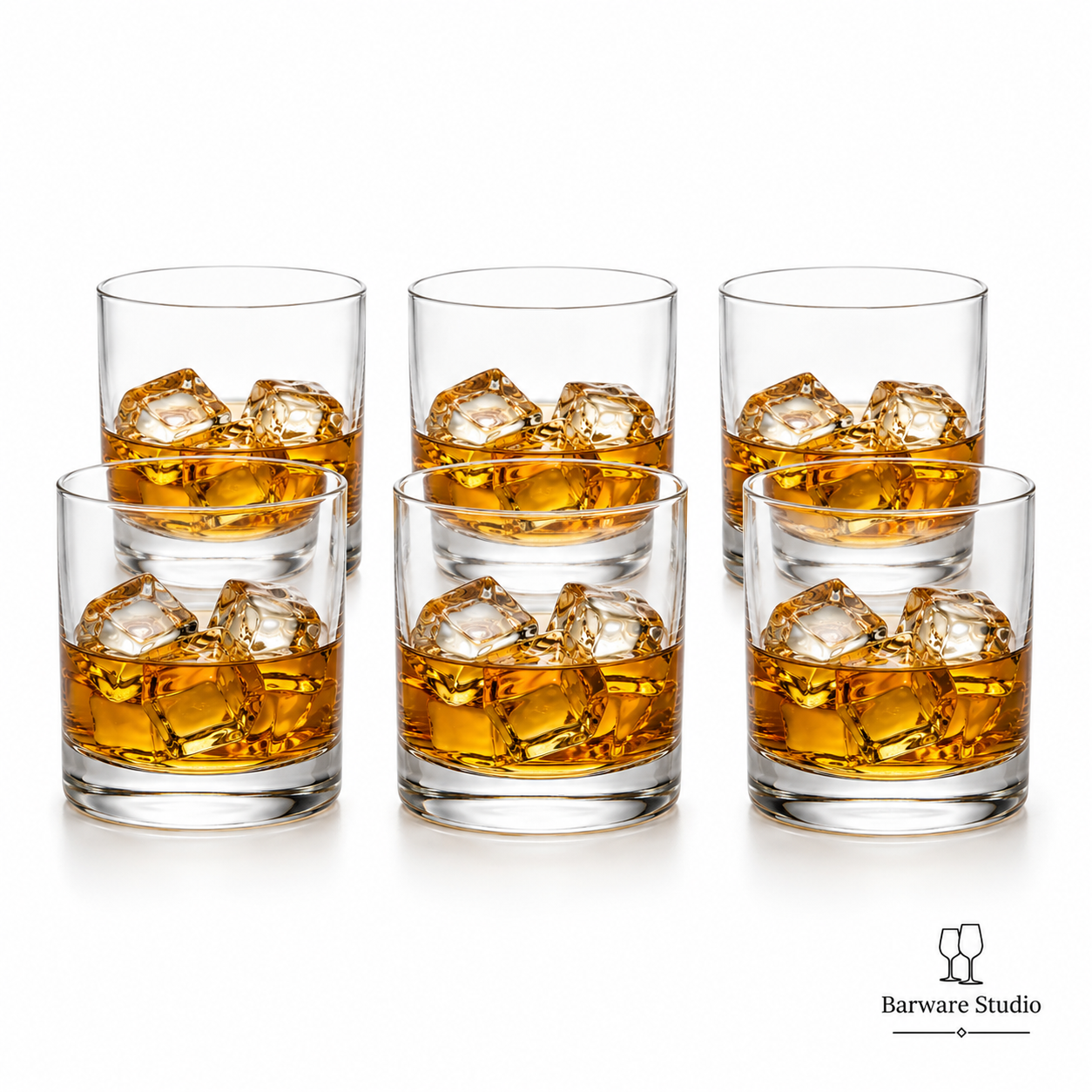 Heavy Base Whiskey Glass Set of 6 – 300ml | Premium Thick Bottom Rocks Tumblers