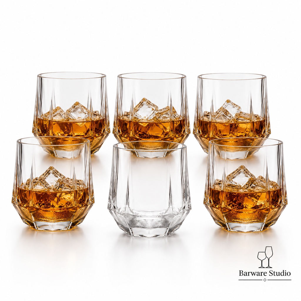 Faceted Crystal Whiskey Glasses – 280ml | Set of 6
