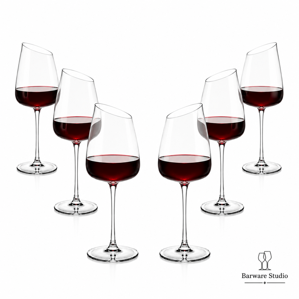 Modern Slanted Rim Wine Glass Set – 450 ml | Set of 6