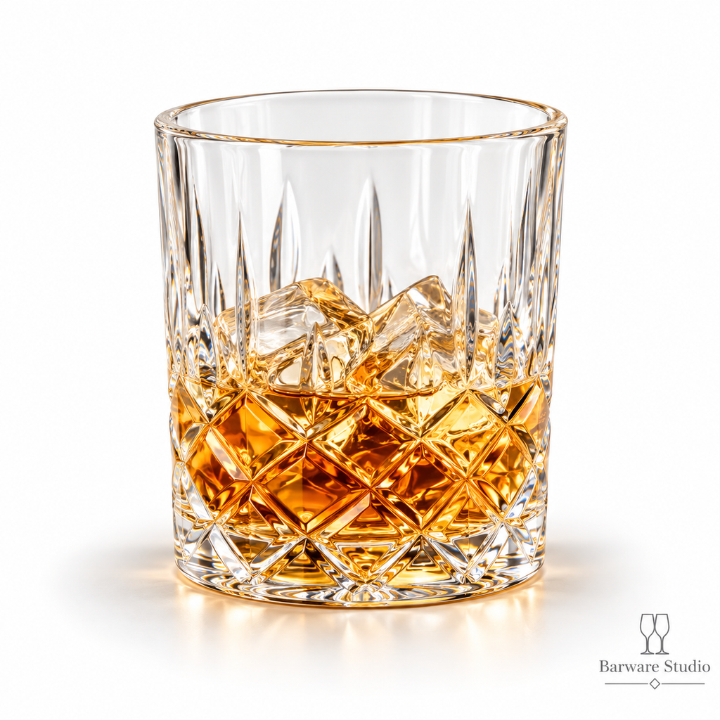 Diamond-Cut Crystal Whiskey Glasses – 350 ML, Set of 6