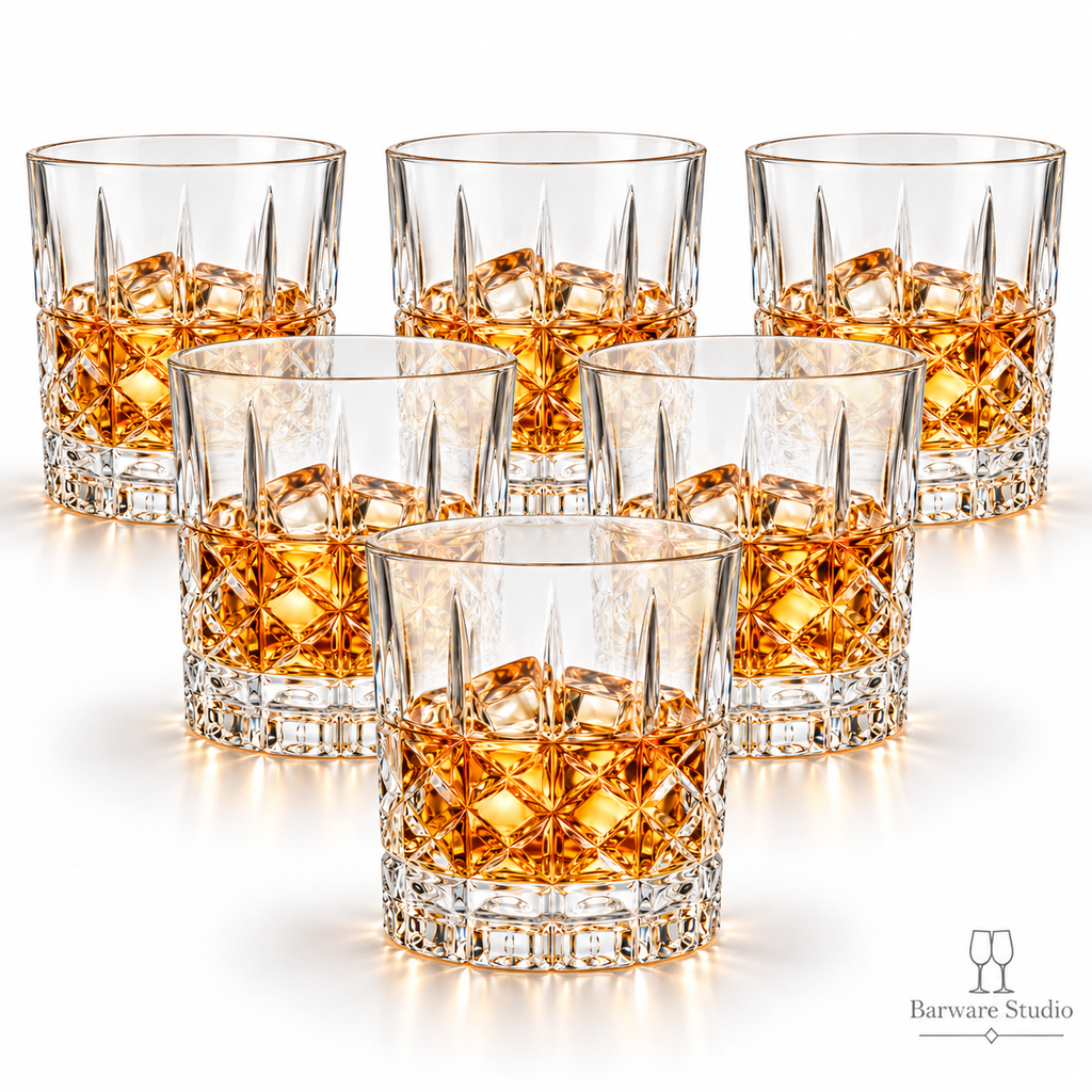Premium Crystal Whiskey Glasses – 350 ML, Set of 6