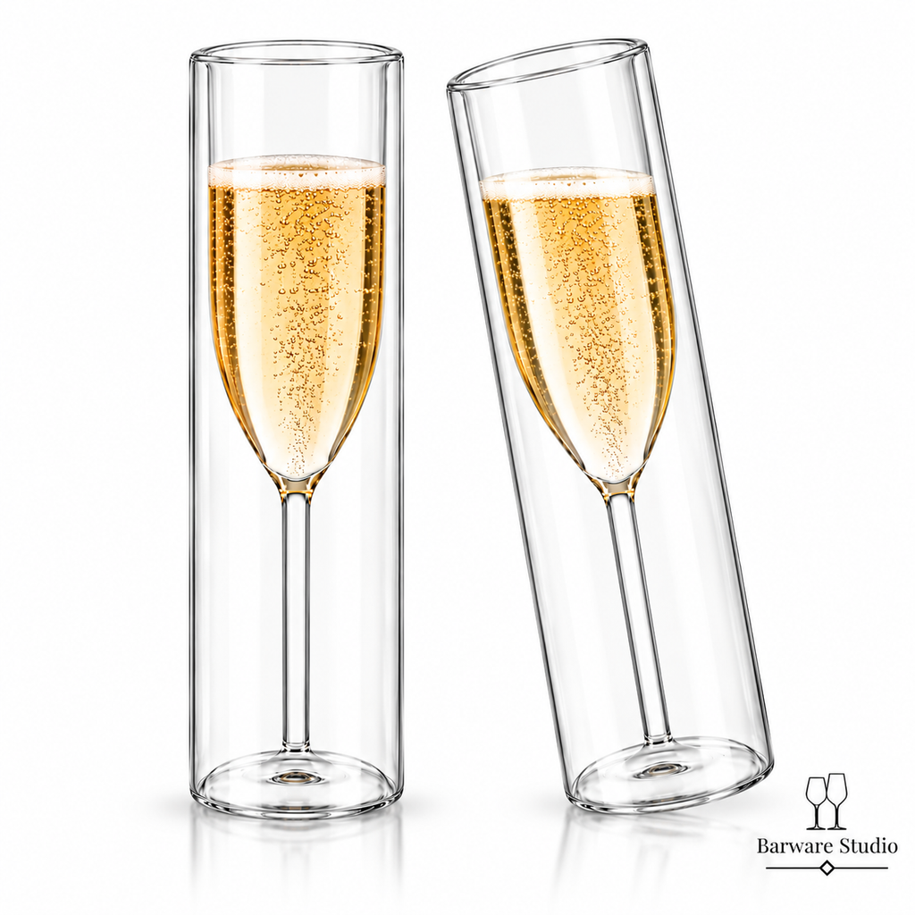 Double Wall Floating Champagne Flute Glasses – Set of 2 | 150ml