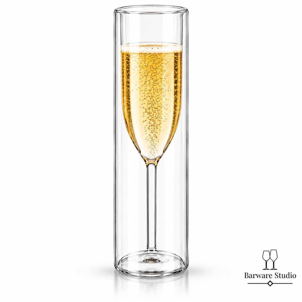 Double Wall Floating Champagne Flute Glasses – Set of 2 | 150ml