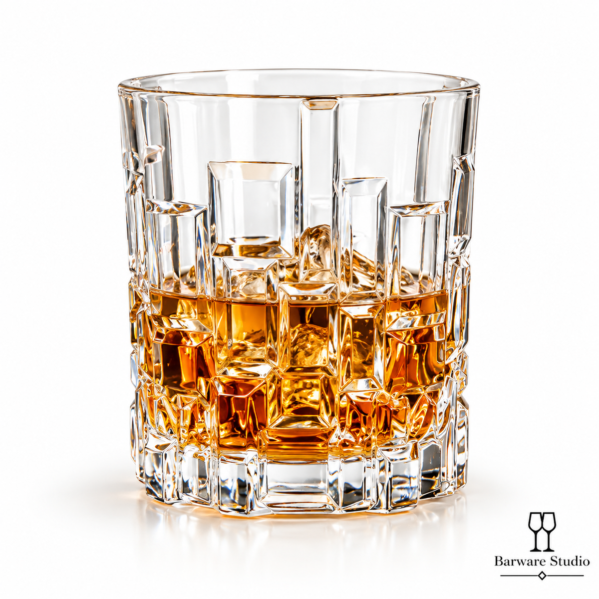Geometric Crystal Whiskey Glasses – 315 ML, Set of 6