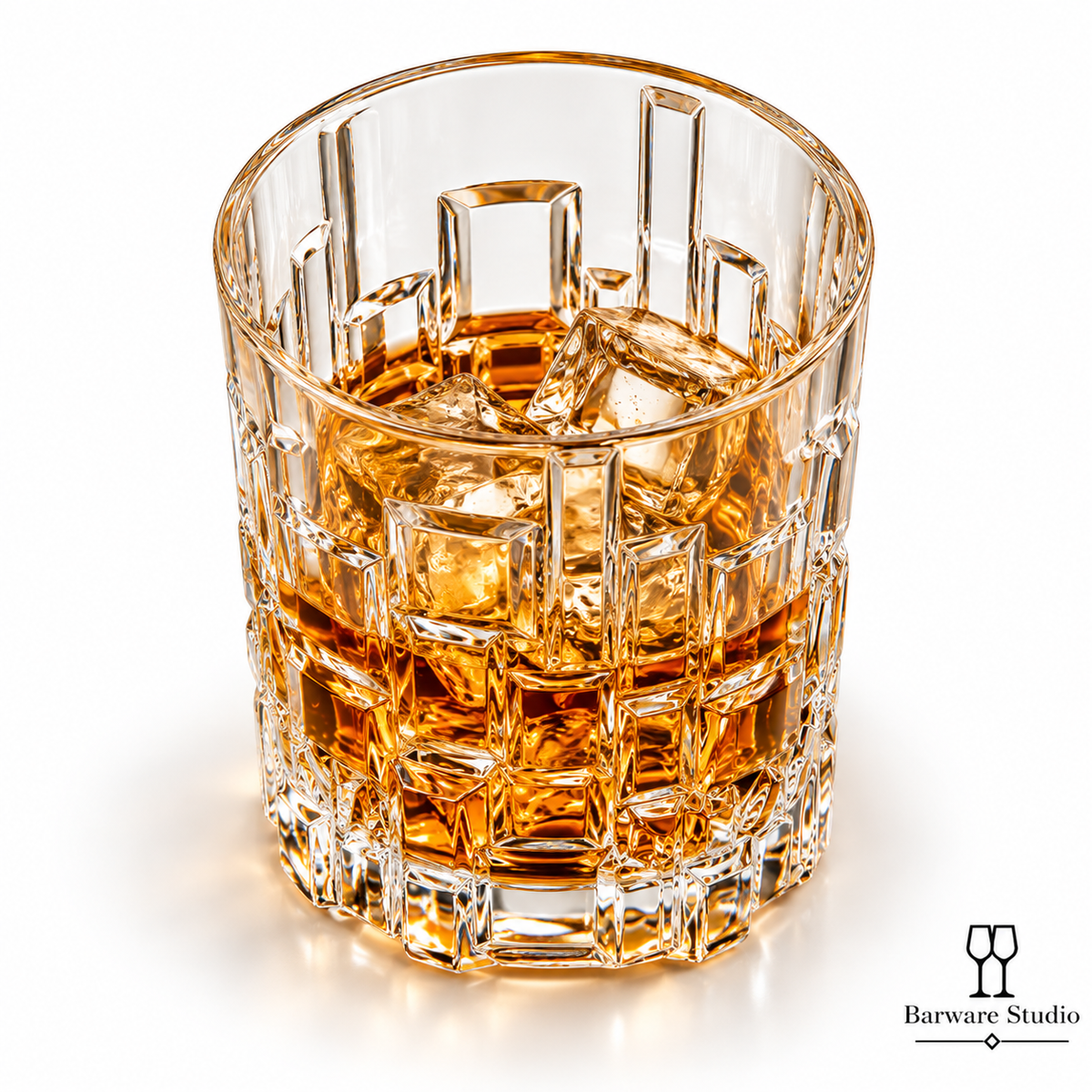 Geometric Crystal Whiskey Glasses – 315 ML, Set of 6