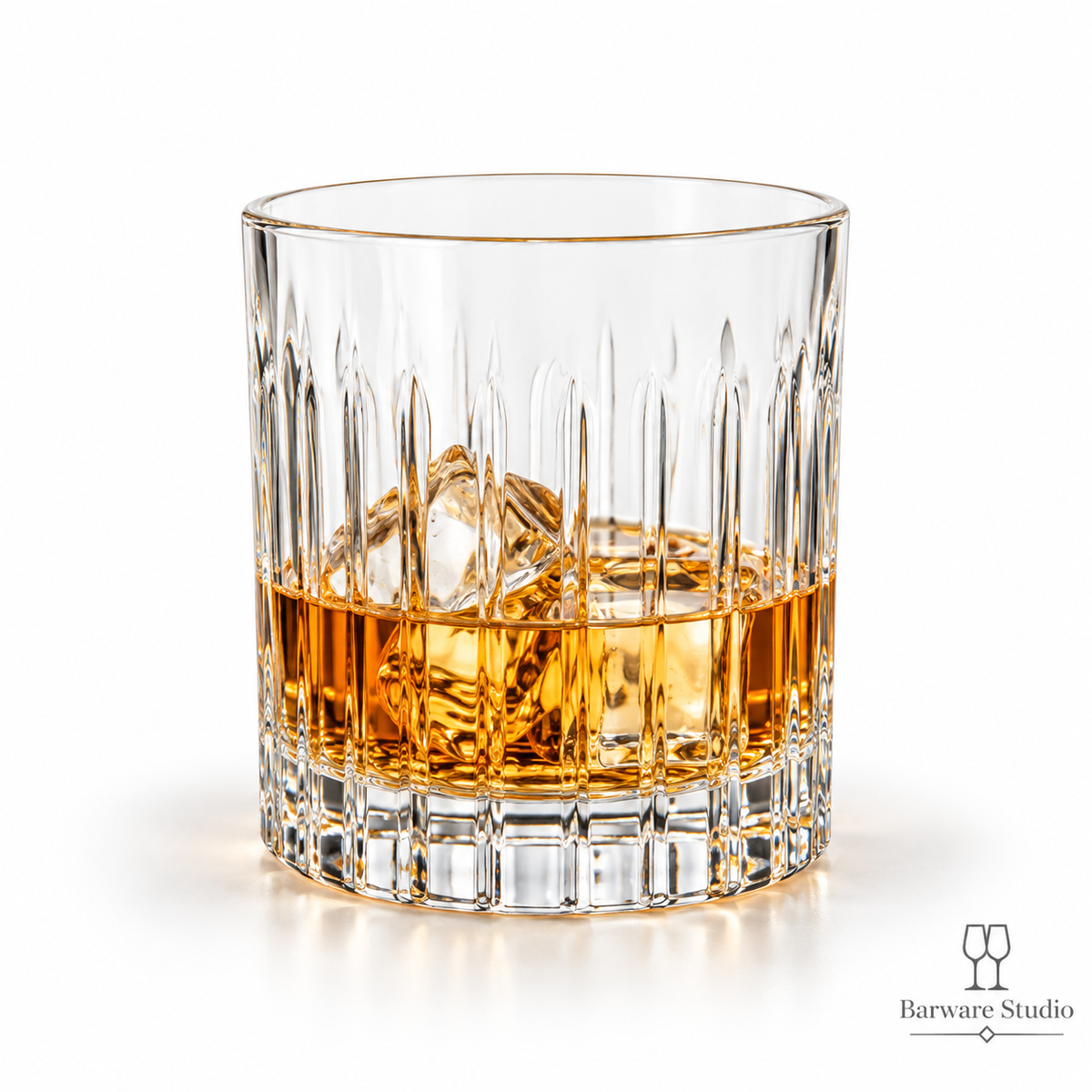 Classic Ribbed Whiskey Glasses – 350 ML, Set of 6