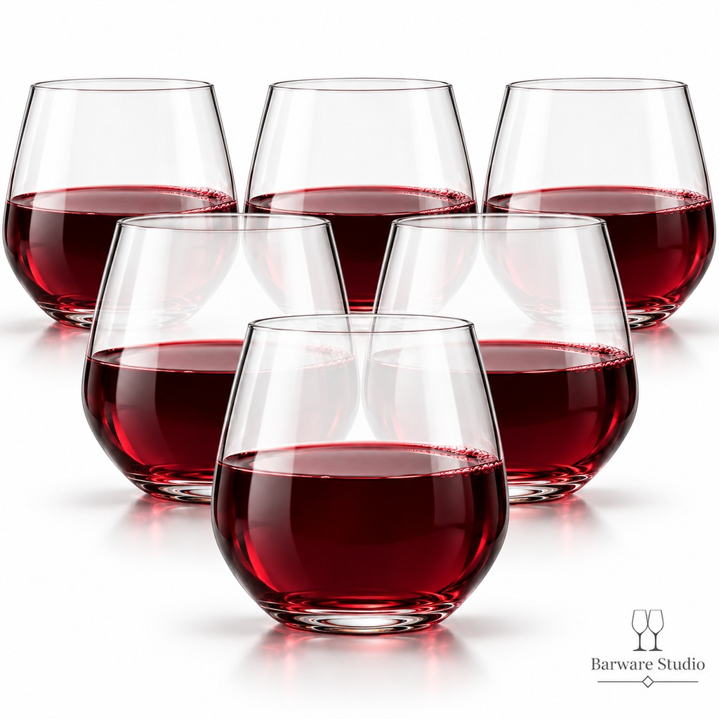 Italian Stemless Wine Glasses – 550 ML, Set of 6
